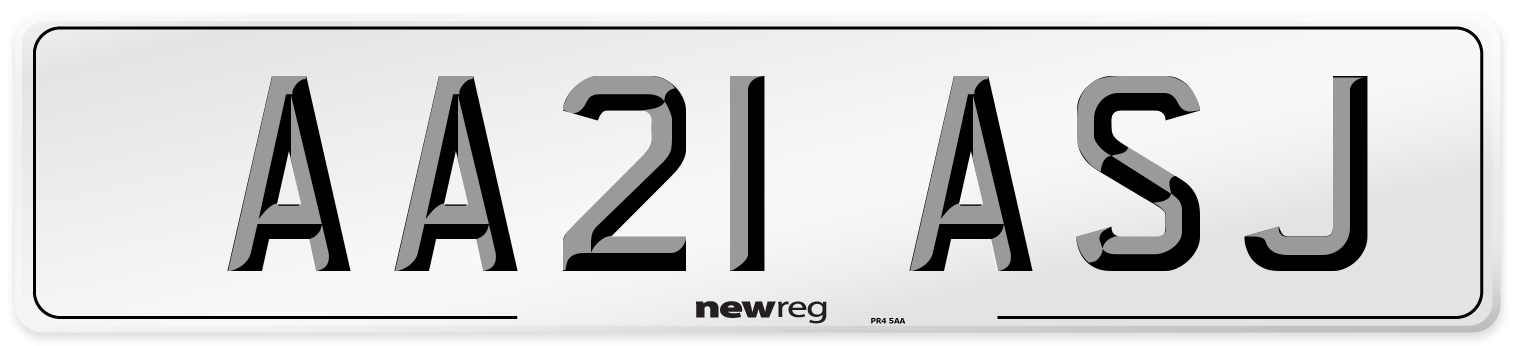AA21 ASJ Number Plate from New Reg